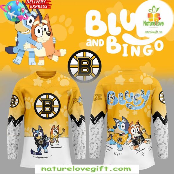 Boston Bruins Bluey Bingo Hockey Jersey Kids Special Edition