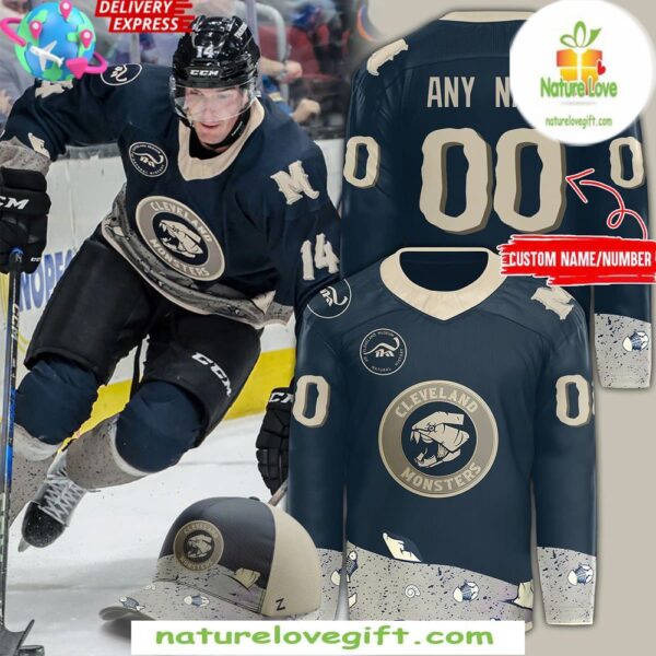 Cleveland Monsters Hockey Jersey Fossil Faceoff Performance