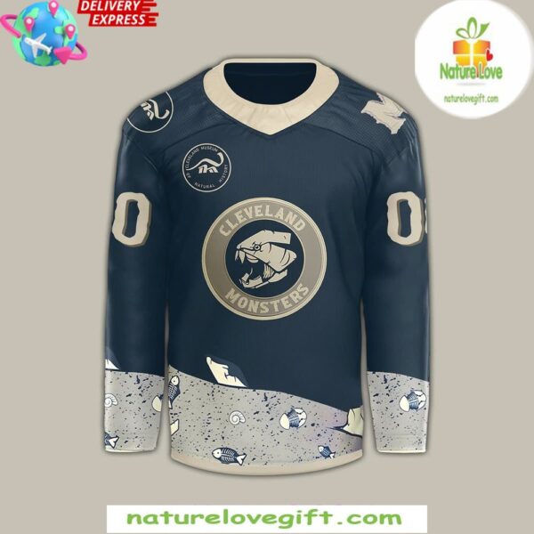 Cleveland Monsters Hockey Jersey Fossil Faceoff Performance