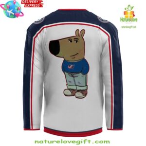 Columbus Blue Jackets x Chill Guy White Hockey Jersey
