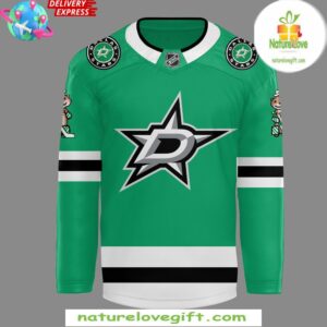 Dallas Stars Jake Oettinger Green Away Hockey Jersey 1 Dallas Stars Oettinger White Away Special Green Hockey Jersey