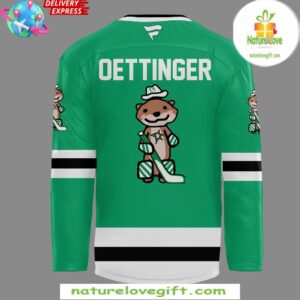 Dallas Stars Jake Oettinger Green Away Hockey Jersey 2 Dallas Stars Oettinger White Away Special Green Hockey Jersey