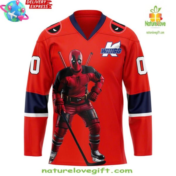 Deadpool Hockey Jersey Kalamazoo Wings Super Hero Night 2025