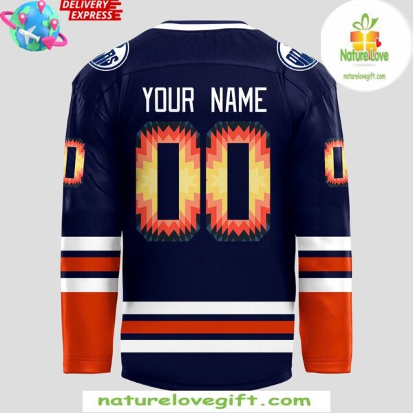 Edmonton Oilers 2025 Indigenous Hockey Jersey Celebration