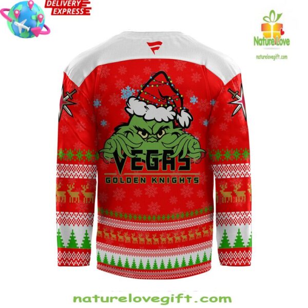 Golden Knights Grinch Christmas Hockey Jersey NHL Fan Gear
