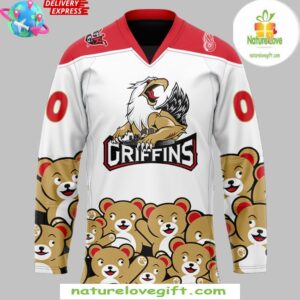 Grand Rapids Griffins Teddy Bear Special White Hockey Jersey