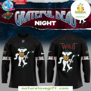 Grateful Dead Minnesota Wild Black Hockey Jersey Special Edition