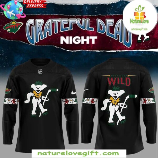 Grateful Dead Minnesota Wild Black Hockey Jersey Special Edition