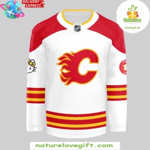 Calgary Flames x Hello Kitty 50th Anniversary White Hockey Jersey