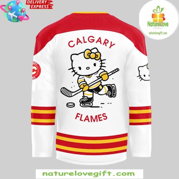 Hello Kitty Calgary Flames 50th Anniversary White Hockey Jersey