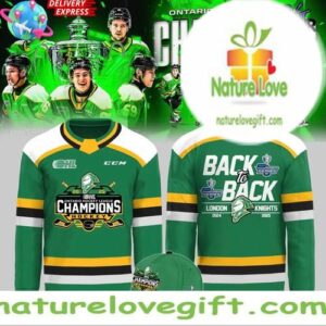 London Knights 2025 2025 OHL Champions Green Hockey Jersey