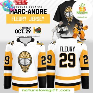 Marc-Andre Fleury Penguins White Hockey Jersey