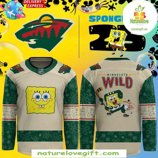 Minnesota Wild Spongebob 25th Anniversary Hockey Jersey