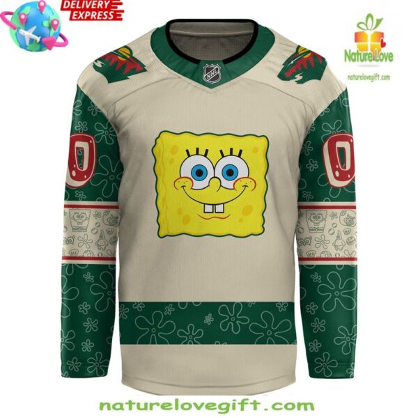 Minnesota Wild Spongebob 25th Anniversary Hockey Jersey Custom