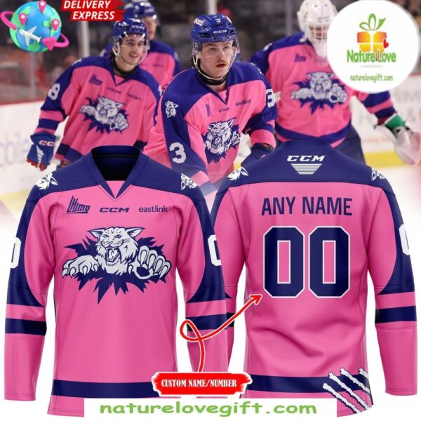 Moncton Wildcats Pink in the Rink 2025 Jersey Hockey