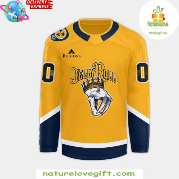Nashville Predators Jelly Roll 2025 Hockey Jersey NHL Fan Gear