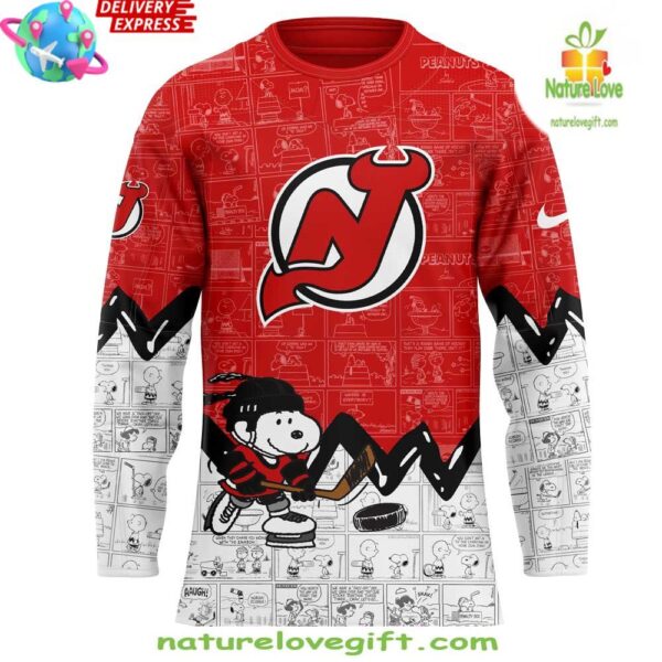 New Jersey Devils Peanuts Anniversary Hockey Jersey Limited Edition
