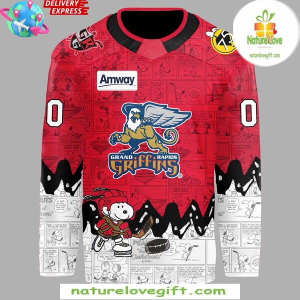 Peanuts 75th Anniversary Grand Rapids Griffins Hockey Jersey