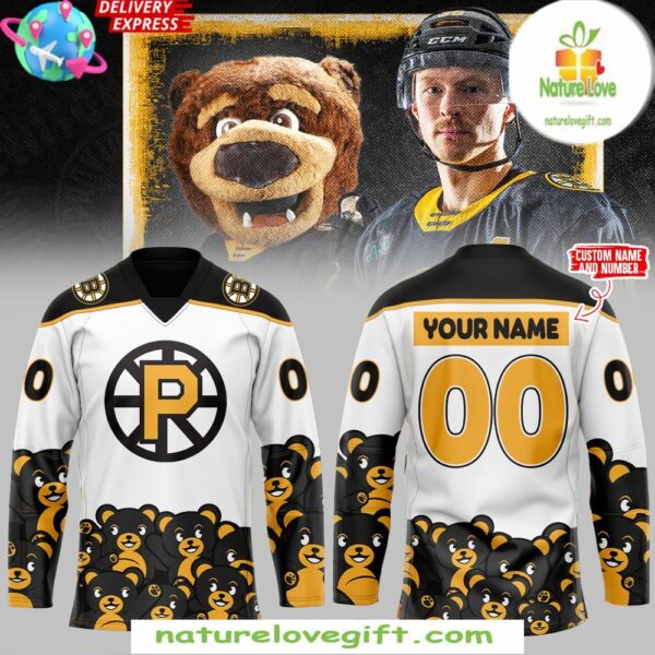 Providence Bruins White Hockey Jersey Teddy Bear Toss