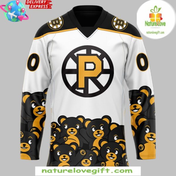 Providence Bruins White Hockey Jersey Teddy Bear Toss