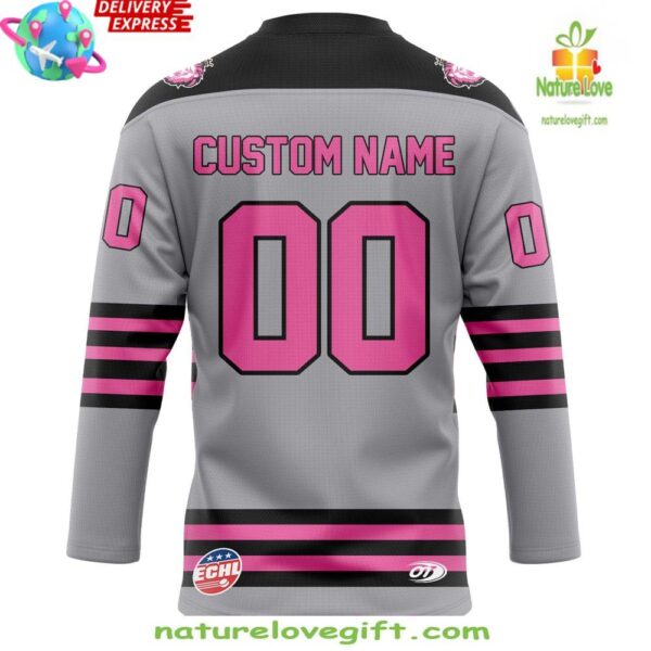 Reading Royals 2025 Pink in the Rink Grey Hockey Jersey