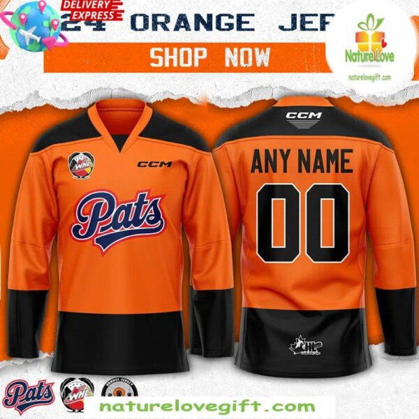 Regina Pats 2025 Orange Hockey Jersey Project Edition