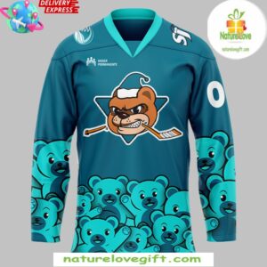 San Jose Barracuda Teddy Bear Edition Blue Hockey Jersey