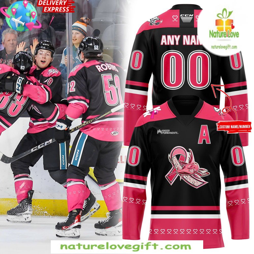 San Jose Barracuda Pink in the Rink Hockey Jersey Special Edition San Jose Barracuda Pink in the Rink Hockey Jersey Special Edition