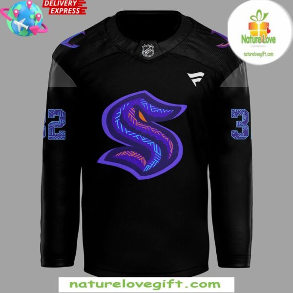 Seattle Kraken 2025 Black Hockey Jersey History Night Game