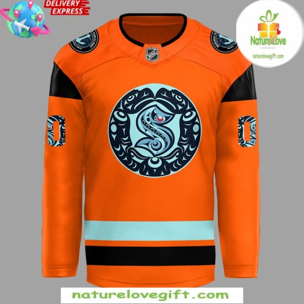 Seattle Kraken 2025 Indigenous Peoples Night Orange Hockey Jersey