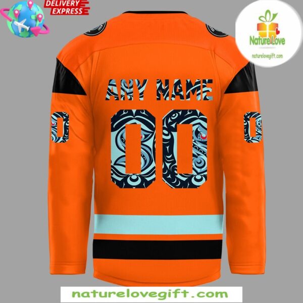 Seattle Kraken 2025 Indigenous Peoples Night Orange Hockey Jersey