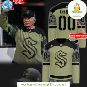 Seattle Kraken 2025 Military Camo Hockey Jersey Adidas
