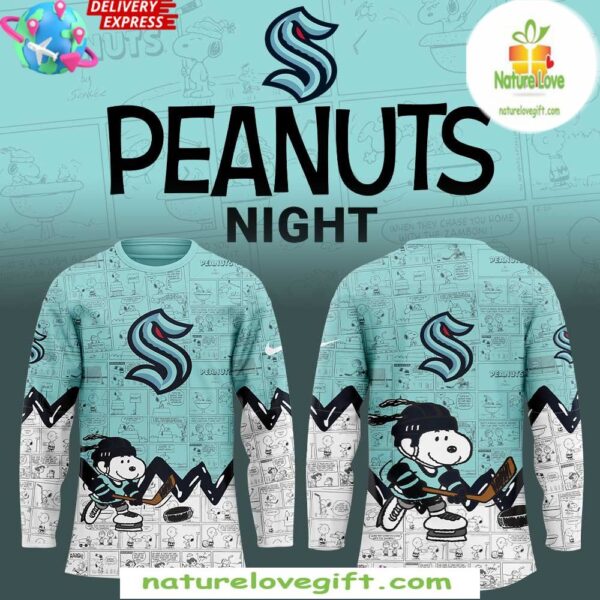 Seattle Kraken Peanuts Hockey Jersey Limited Edition Anniversary