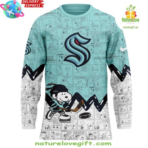 Seattle Kraken Peanuts Hockey Jersey Limited Edition Anniversary
