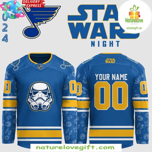 St Louis Blues Star Wars Night 2025 Hockey Jersey Custom Blue