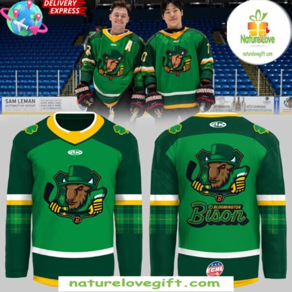 St Patrick’s Day 2025 Bloomington Bison Hockey Jersey