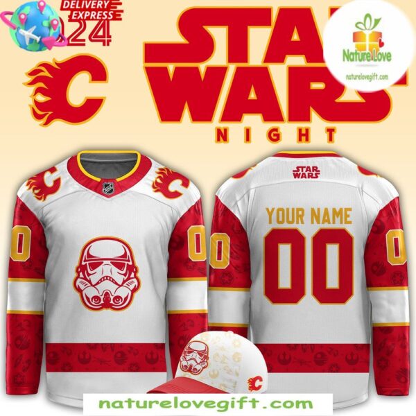 Star Wars Calgary Flames Hockey Jersey Custom Game Night