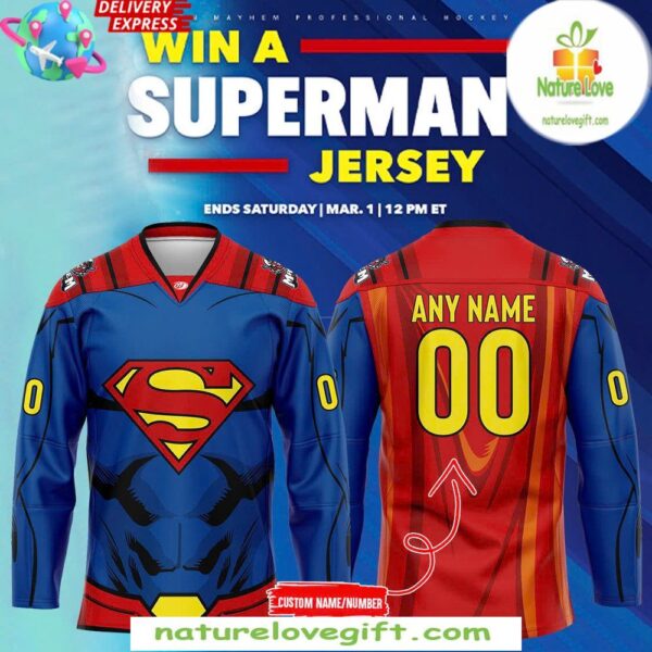 Superman 2025 Macon Mayhem Jersey Hockey Apparel