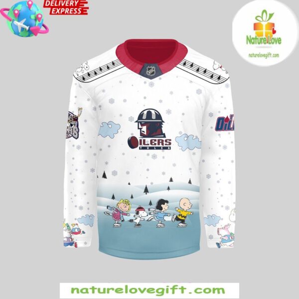 Tulsa Oilers ECHL 2025 Christmas Hockey Jersey Peanuts