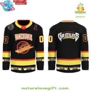 Vancouver Canucks X Grizzlies Black Skate Special Hockey Jersey