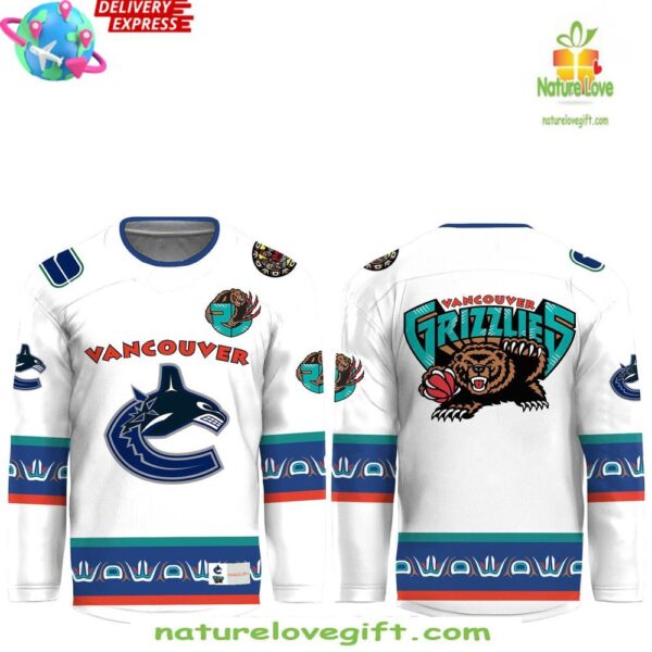 Vancouver Canucks Grizzlies White Orca Hockey Jersey