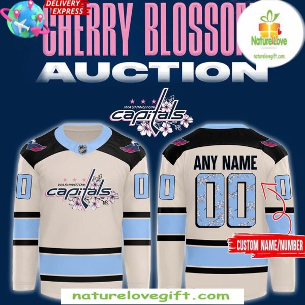 Washington Capitals 2025 Cherry Blossom Hockey Jersey Cream
