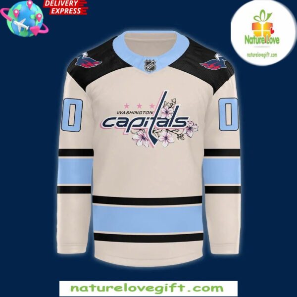 Washington Capitals 2025 Cherry Blossom Hockey Jersey Cream