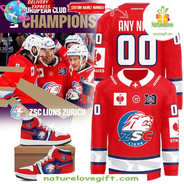 ZSC Lions 2025 CHL Champions Jersey Swiss Hockey Team