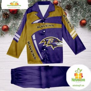 NFL Baltimore Ravens Special Football Team Winter Season Satin Pajamas Set 2