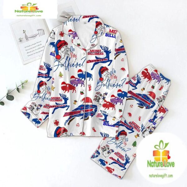 NFL Buffalo Bills Do You Billieve For Football Team Winter Satin Pajamas Set Gift for Fans, Bills Gift Pajamas