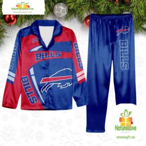 NFL Buffalo Bills Special Football Team Winter Season Satin Pajamas Set 1