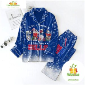 NFL Buffalo Bills Just A Woman Who Loves Bills For Special Football Team Winter Season Satin Pajamas Set 2