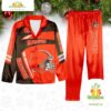 NFL Cleveland Browns Football Team Winter Satin Pajamas Set Gift for Fans