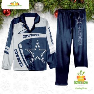 NFL Dallas Cowboys Football Team Winter Satin Pajamas Set Gift for Fans